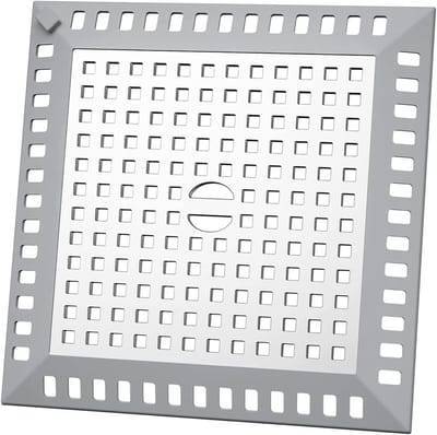 Roestvrijstalen afvoerputdeksel voor douche, 12.5 x 12.5 cm, afvoerfilter, doucheafvoerzeef, vierkant design voor badkamer en garage