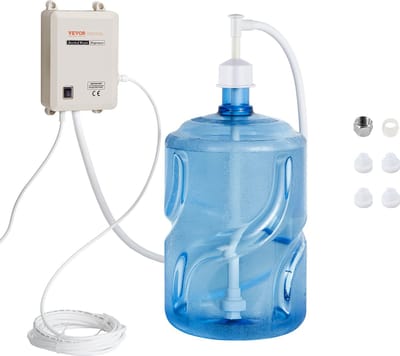 VEVOR Elektrische Waterdispenserpomp, 1 Gallon Elektrische Drinkwaterpomp, 40 PSI per min Elektrische Waterdispenserpomp met 1x20 voet PE-buis, 4xStille Siliconen Voeten, 1 x Deksel 35W Twee Buizen