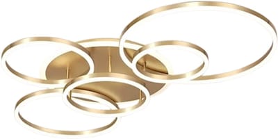 Luxe Plafondlamp - LED Verlichting - 5 Ringen - Met Afstandsbediening - 3 Kleurtemperaturen - Dimbaar - App Bediening - Goud