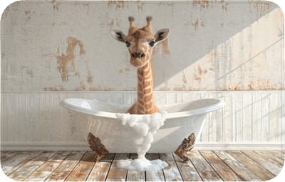 WC mat 80x50 cm - Antislip - Giraf - Badkuip - Vintage - Dieren - Toiletmat - Vloermat - Douchemat - Toilet tapijt - Toiletmatten
