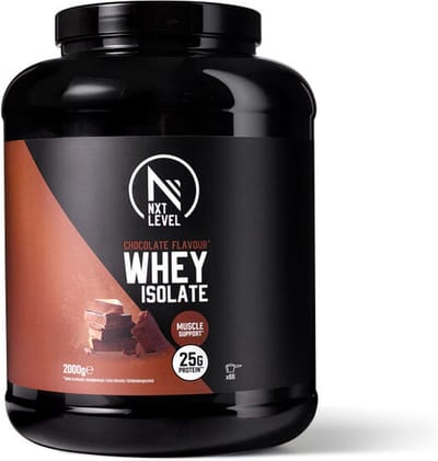 NXT Level® Whey Isolate Powder - Protein met BCAA - Proteïne Poeder - Eiwitten - Eiwit Poeder - Laag in Suiker & Lactose - 66 Eiwitshakes - Chocolade 2kg