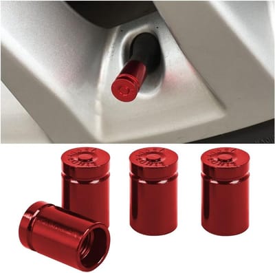 Set van 4 Aluminium Ventieldoppen met Seal voor Auto, Motor, Fiets en Vrachtwagen - Bescherming tegen Stof en Vuil (Rood)