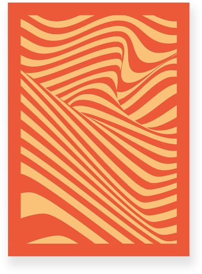 Poster 20x30 cm - Optische Illusie - Lijnen - Beige - Oranje - Abstract - Vintage - Muurdecoratie - Wanddecoratie