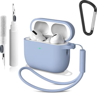 Dunne stootvaste hoes voor AirPods Pro 3 met reinigingsstift, karabijnhaak en koord, 4-in-1 accessoires voor optimale bescherming en gebruiksgemak