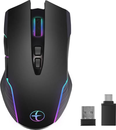 Techvavo® Draadloze Muis Laptop - Gaming Muis - Draadloze Gaming Muis - Met LED Verlichting - Muis Draadloos - Stille Draadloze Muis