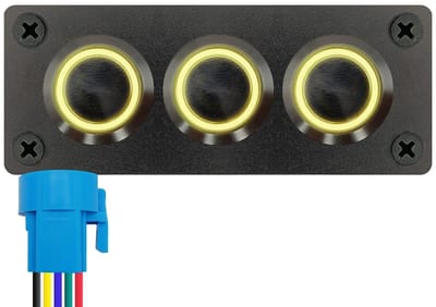 ProRide Metalen drukschakelaar 12-24V ON-OFF - Inbouwpaneel drievoudig - 22mm - IP67 - LED indicatie Geel