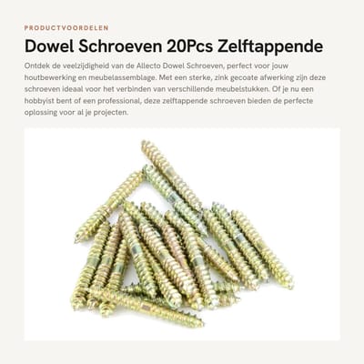 Dailygoods- Zelftappende Schroeven 20 Stuks - Dubbele Deuvel - Houtbewerking - Meubels - Connector - 5x40 mm - Houtschroeven