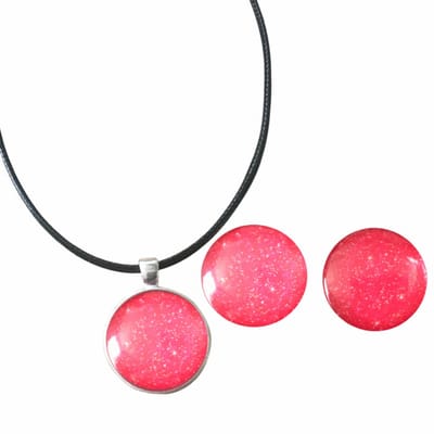 2-Delige -Felita-licht Roze- set- Clip oorbellen-Ketting-Charme Bijoux