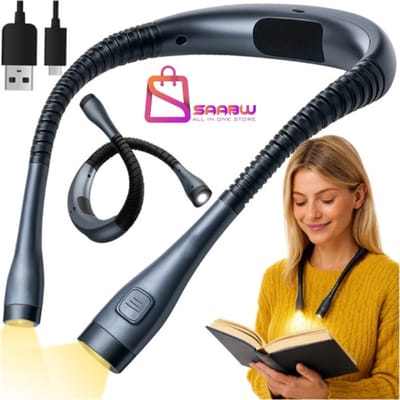 LED Nekleeslamp Oplaadbaar USB-C – Flexibel Leeslampje voor Boek en Bed – 3 Lichtkleuren – Handsfree – Grijs – 55974