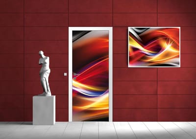 Deursticker Muursticker Abstract | Rood | 91x211cm