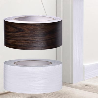 Zelfklevende zachte plint - 2 rollen - 10 m x 50 mm - PVC - Hoogwaardig - Voor voegen in woonkamer, keuken, badkamer - Walnoothoutnerf