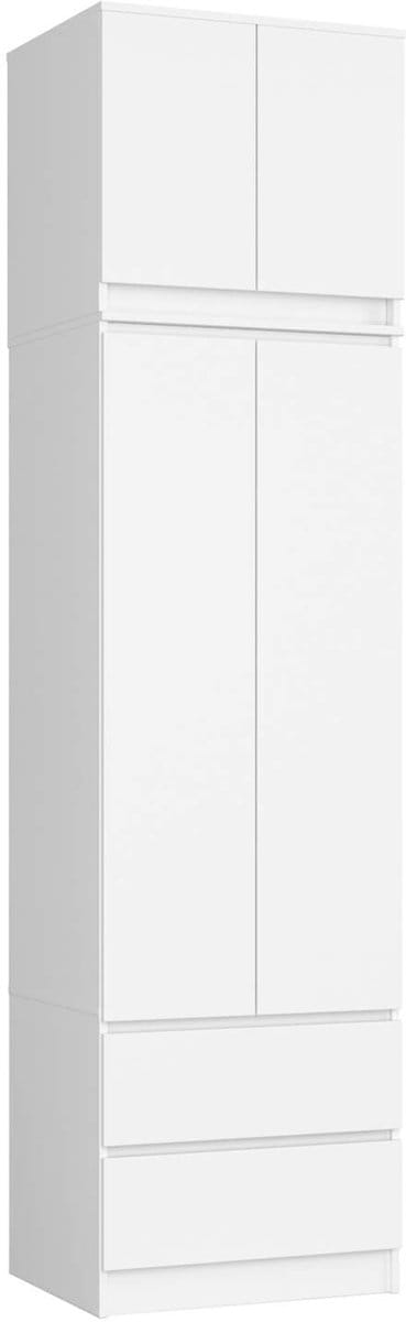 Kledingkast STAR S60 met Opzetstuk, 2 Deuren en 2 Lades / AKORD Furniture Factory / Wit / 60 x 234 x 51 cm