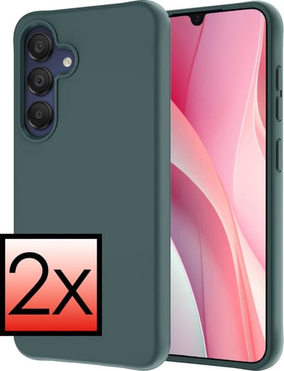 Hoesje - 2 Stuks - Geschikt voor Samsung Galaxy A15 - Sterk & Shockproof - Case Siliconen - Back Cover - Telefoon Hoes - Donkergroen