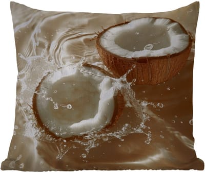 Sierkussen Buiten - Kokosnoot - Water - Beige - Spetters - 60x60 cm - Weerbestendig