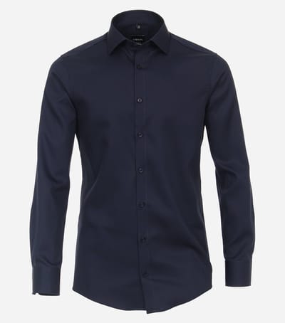 VENTI modern fit overhemd - twill - blauw - Strijkvriendelijk - Boordmaat: 37