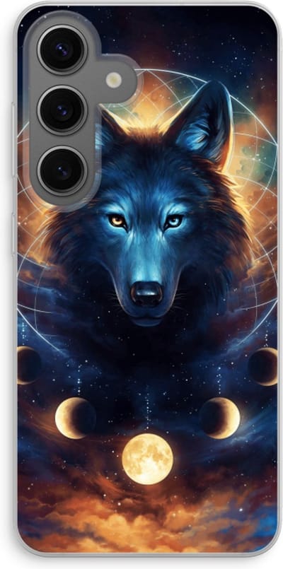Case Company® - Hoesje geschikt voor Samsung Galaxy S24 hoesje - Wolf Dreamcatcher - Soft Cover Telefoonhoesje - Bescherming aan alle Kanten en Schermrand