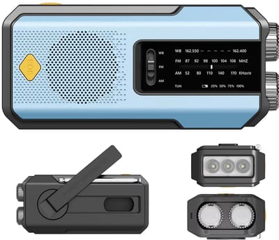 LUKARDIE® Noodradio Solar Opwindbaar | Powerbank USB Opladen | AM/FM SOS Zaklamp IPX3