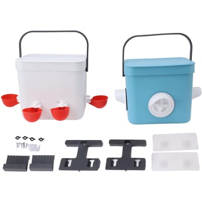 Abreuvoir automatique à gobelets pour poulets 6 litres et ensemble mangeoire à ports Mangeoire à volaille en plastique étanche à la pluie