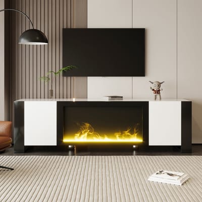TV-meubel - dressoir met elektrische open haard vlameffect - geen verwarmingsfunctie - hoogglans