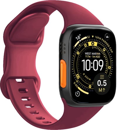 Horloge Bandje Geschikt voor Apple Watch Ultra 1, 2, 3 (49 mm) Bandje Siliconen Polsband - Siliconen Bandje Smartwatch - Donkerrood