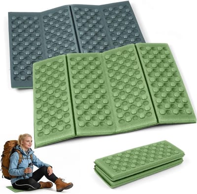 4-delig groen opvouwbaar campingkussen - lichtgewicht waterdichte zitmat voor wandelen - draagbaar kussen voor picknick, strand, reizen