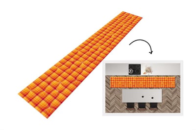 Keukenloper - Loper keuken - Oranje - Patronen - Abstract - 300x50 cm - Keukenloper vinyl