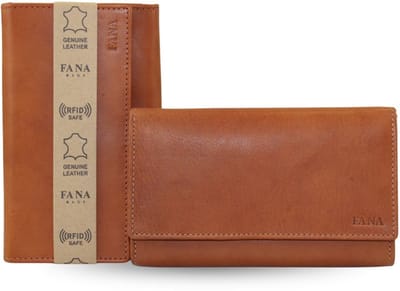 Fana Bags Leren Dames Portemonnee Cognac - RFID Overslagportemonnee Leer - Cadeau
