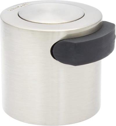 Deurstopper voor Vloer - Ø 38 mm, Zamak met Roestvrijstalen Uiterlijk, Zachte Thermoplastische Rubberen Buffer, Zwart, Inclusief Montagemateriaal