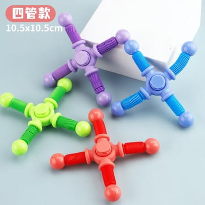 1 stuks Fidget Spinner Speelgoed Kinderen Pop Tube Sensorisch Speelgoed Zuignap Spelletjes Plastic Transformeerbaar Stressverlichting Kinderen Volwassenen Cadeaus blue