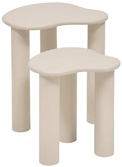 Atmosphera Oloa Salontafel - Set van 2 stuks - 45x45xH51cm - Beige
