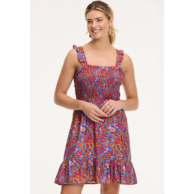 Shiwi Fiesta Dress Sicilian Flower Purple Sicilian Flower Size: S | Mini Dresses Outlet | Dames | Paars