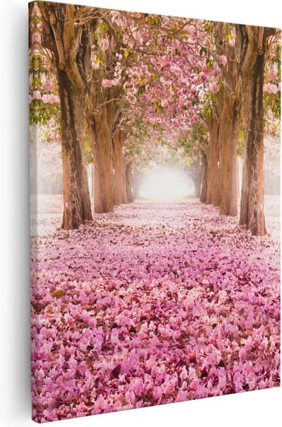 Artaza Canvas Schilderij Bloesem Bomen - 40x50 cm - Wanddecoratie Natuur - Muurdecoratie Landschap - Kamer Accessoires Bos - Roze
