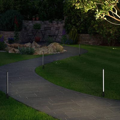 Plug & Shine LED-bolderlamp Pin Enkele lamp IP44 cilindrisch 360 mm 3000K 5,5W 180lm 24V Antraciet Aluminium, Kunststof