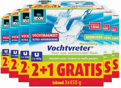 Bison Vochtvreter Vochtmagneet Neutraal - 6 x 3 x 450 gr - Voordeelverpakking