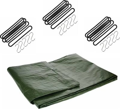 Talentools - Afdekzeil groen - 2 x 4 meter - met 15 spanrubbers - en S-haken