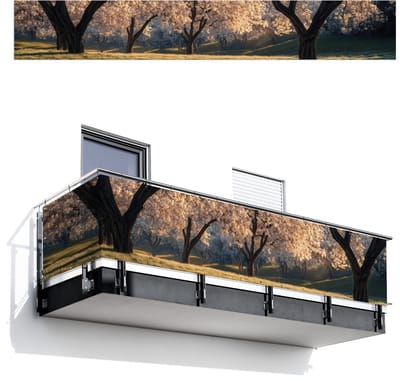 Balkonscherm 500x75 cm - Balkonposter Bomen - Bloesem - Lente - Balkon scherm decoratie - Balkonschermen - Balkondoek zonnescherm