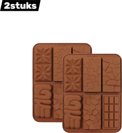 2stuks - Bakvormen - 6-in-1 wafelvormen - Siliconen bakvormen - Bakvormen voor chocolade en zachte snoepjes - Hittebestendig tot 230 °C - Zelf bakken - Chocoladebruin