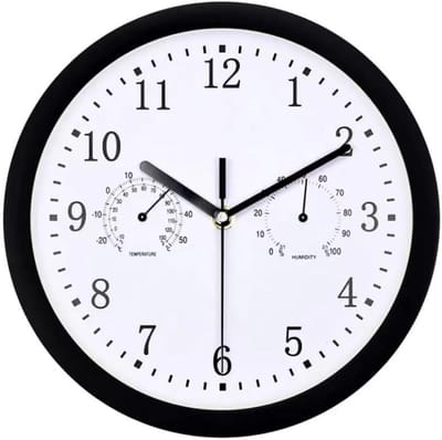 Tuin Klok - Wandklok Buiten - Weer Binnen - Stille Uurwerk - 30 cm Diameter - Zwart