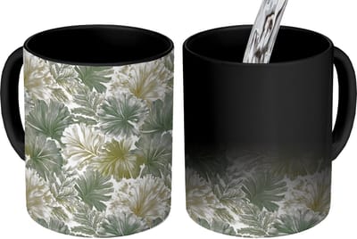 Magische Mok - Foto op Warmte Mokken - Koffiemok - Bladeren - Botanisch - Groen - Magic Mok - Beker - 350 ML - Theemok