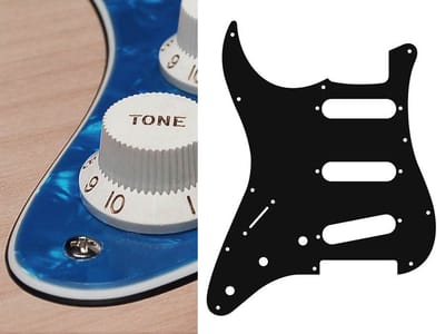 Boston SL-313-PBU pickguard, Stallion, standard, SSS, 3 pot holes, 3-5 switch, lefthanded, 3 ply, pearl blue