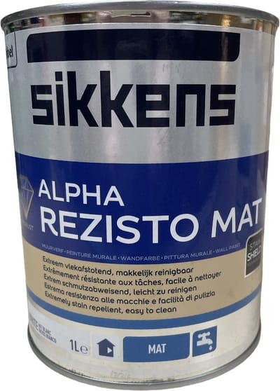 Sikkens Alpha Rezisto Mat extreem goed te reinigen binnenmuurverf - 1 L RAL 9010 pure white ( gebroken wit)