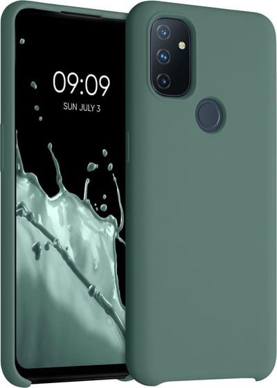 kwmobile telefoonhoesje geschikt voor OnePlus Nord N100 - Hoesje met siliconen coating - Smartphone case in dennengroen