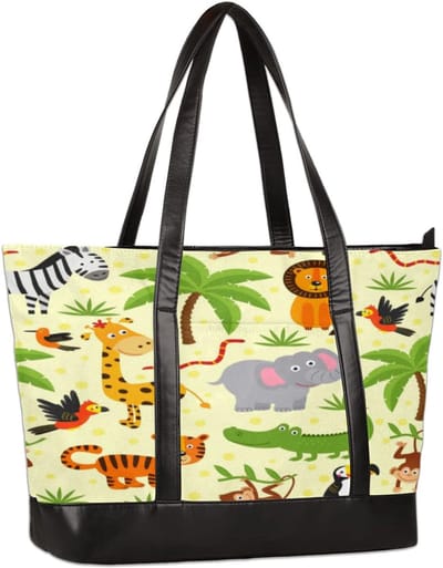 Laptop Tas Vrouwen - Schoudertas Canvas - Reizen Kantoor - Gepersonaliseerde Print - 37x13x30cm - Meerkleurig