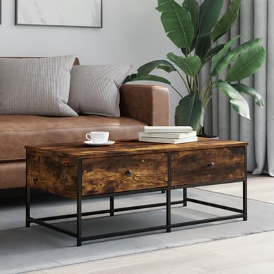vidaXL - Salontafel - 100x51x40 - cm - bewerkt - hout - gerookt - eikenkleurig