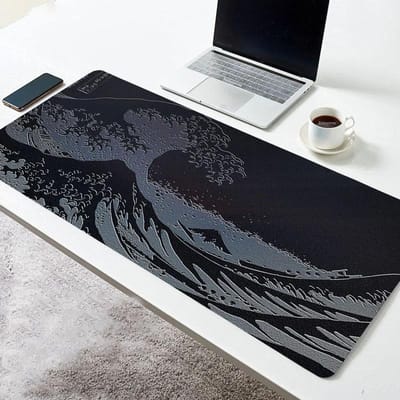 Japanse Grote Golf van Kanagawa Muismat Groot Muismat Toetsenborden Gamers Bureaupad Computer Laptop Toetsenbord Rubber Gestikte Randen Mat 30x60cm with edge