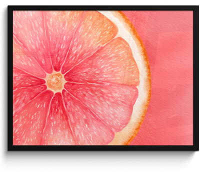 Poster in lijst - Fotolijst 70x50 cm - Posters - Grapefruit - Roze - Levendig - Posterlijst zwart - Decoratie - Wanddecoratie woonkamer - Muurdecoratie slaapkamer