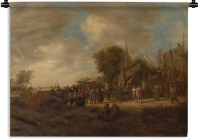 Wandkleed Jan Steen - Dorpskermis - Schilderij van Jan Steen Wandkleed katoen 150x112 cm - Wandtapijt met foto