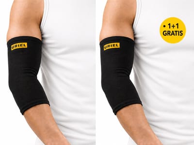 Uriel - Elleboogbrace - Elleboogbandage - Tennisarm & golfarm - Compressie - 1+1 Gratis - Unisex - Zwart - Maat S