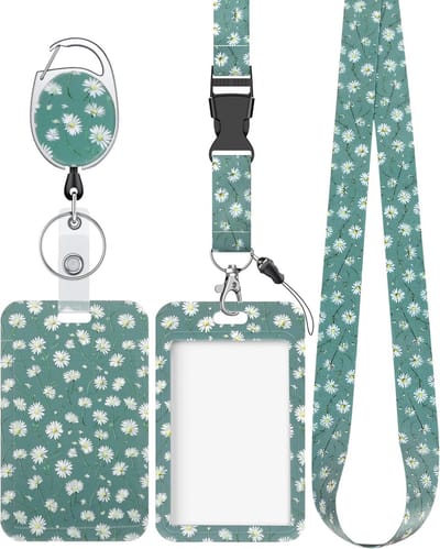 Badgehouder met Hanger - Kaarthoesje Intrekbaar - Snelle Toegang Kaarten - Modieus Bloem Design - 86 x 56 cm
