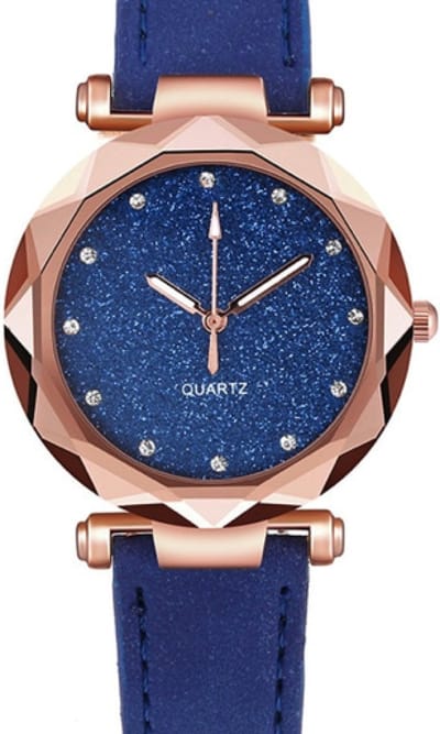 Hidzo Horloge Quartz Ø 38 - Blauw/Rose - In Horlogedoosje
